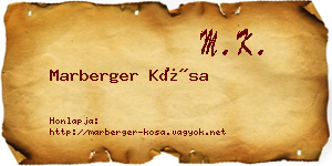 Marberger Kósa névjegykártya
